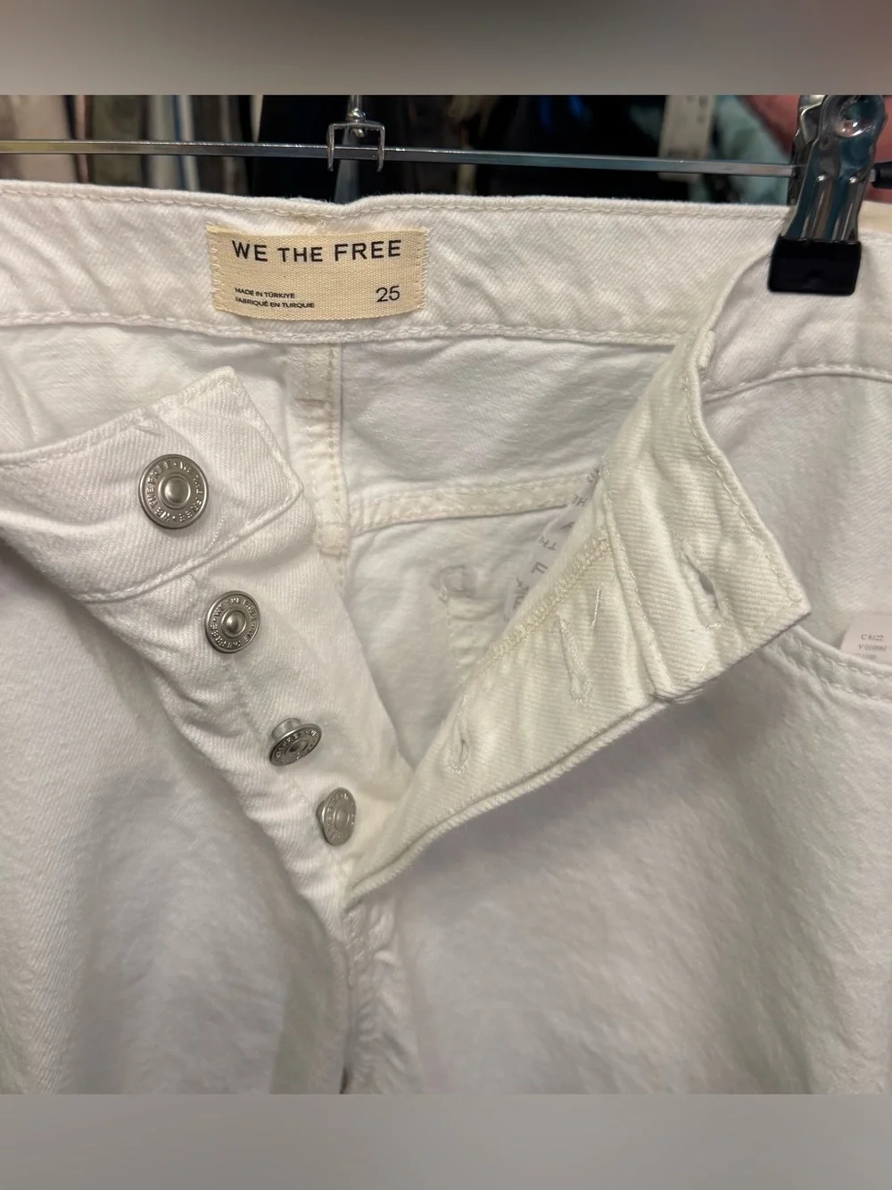 NWT Free People We The Free Fable Low-Rise Twisted Bowed Jeans - White - 25S